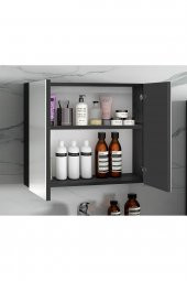 Viola Antrasit 65 cm MDF-Hazır kurulu-aynalı lavabolu banyo dolabı takımı - 4