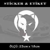 ayyıldız kurt-  2 adet oto sticker yapıştırma etiket - araba motosiklet dolap kamyon atv uyumlu - 1