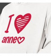 Anneler Günü "I Love Anne" Baskılı Kapşonlu Beyaz Unisex Sweatshirt HK2622 - 2