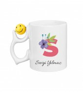 Kişiye Özel Anneler Günü Gülen Yüz Emojili Porselen Beyaz Kupa Bardak HK2653 thumbnail 2