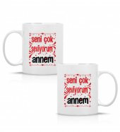 Anneler Günü Seni Seviyorum Annem Baskılı Kupa Bardak HK2632 thumbnail 3