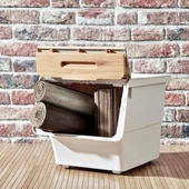 Motek Patateslik Soğanlık Tekerlekli Organizer Çok Amaçlı Saklama Kutusu 1X33 Lt Bambu+Krem - 5