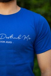 Erkek Mavi El Yazısı İmza Baskı Kısa Kollu Bisiklet Yaka Erkek T-Shirt 22ETSHEYAZ - 5