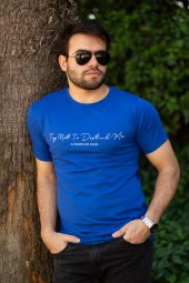 Erkek Mavi El Yazısı İmza Baskı Kısa Kollu Bisiklet Yaka Erkek T-Shirt 22ETSHEYAZ - 6