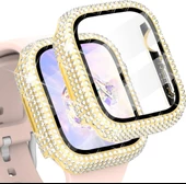 Apple Watch 7/8/9 45mm Full Kenar Taşlı Sert PC Kasa Ve Ekran Koruyucu - 7