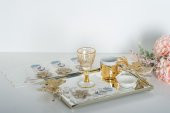 Finezza Linda Nakışlı  Krem  Mavi Kokteyl Peçetesi 15x15 cm 4 Ad-1487 - 1