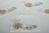 Finezza Linda Nakışlı  Krem  Mavi Kokteyl Peçetesi 15x15 cm 4 Ad-1487 - 3
