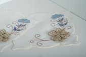 Finezza Linda Nakışlı  Krem  Mavi Kokteyl Peçetesi 15x15 cm 4 Ad-1487 - 4