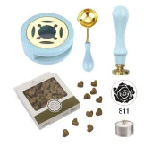 Davetiye Mum Mühürü Uygulama Seti Mavi Renk 811 Gül Desen thumbnail 1