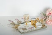 Finezza Linda Nakışlı  Krem Pembe Kokteyl Peçetesi 15x15 cm 4 Ad-1489 - 1