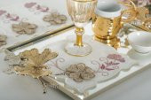 Finezza Linda Nakışlı  Krem Pembe Kokteyl Peçetesi 15x15 cm 4 Ad-1489 - 2