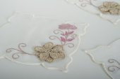 Finezza Linda Nakışlı  Krem Pembe Kokteyl Peçetesi 15x15 cm 4 Ad-1489 - 4