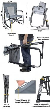 GCI Outdoor FirePit Amortisörlü Katlanır Kamp Sandalyesi Gri Kod:60565 thumbnail 3