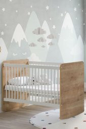 Babywhen BW1021 - Sallanır Sabitlenir Kademeli Bebek Beşik 60x120 Ahşap - 1