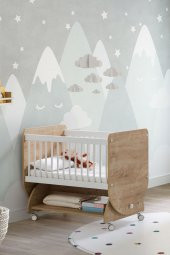 Babywhen Bw1031 - Sallanır Tekerlekli Sepet Bebek Beşik 50x90 Ahşap - 1