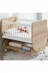Babywhen Bw1031 - Sallanır Tekerlekli Sepet Bebek Beşik 50x90 Ahşap - 3