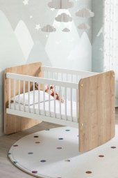 Babywhen BW1011 - Pratik Sallanır Mini Sepet Bebek Beşik 50x90 Ahşap - 1