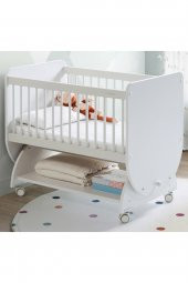 Babywhen BW1030 - Tekerlekli Sallanır Sepet Bebek Beşik Beyaz 50x90 - 3