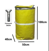 Ev-iş Branda Taşıma Çuvalı 50x40+100cm Fermuarlı Ve Cepli 170gr.Tekstil Çuvalı- (SARI) thumbnail 1