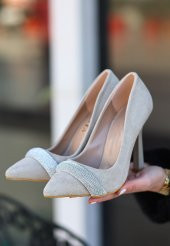 Gida Bej Süet Stiletto Ayakkabı - 4