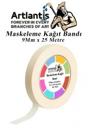 Maskeleme Bandı Kağıt Bant 9 mm 25 Metre 1 Adet Boya Bantı Maskeleme Kağıt Bant Duvar Yağlı Boya Badana thumbnail 1