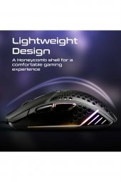 VERTUX Oyuncu Mouse 6 Düğmeli Altıgen Kablolu Rgb 6400 Dpı Led - Katana - 5