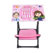 Bebelow Çocuk Ders Çalışma Masası Yazı Tahtalı Katlanabilir Sandalyeli - 4