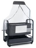 Bebelow Elegance Keten Kumaş Profil Sallanabilir Portatif Anne Yanı Cibinlikli Siyah Hamak Sepet Beşik thumbnail 3