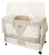 Bebelow Gökkuşağı Lüks Portatif Kurulumlu Lüks Cibinlikli Sallanır Sepet  Bebek Beşiği GK1 - 1