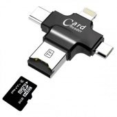 Coofbe Tüm Telefonlar İçin Kart Okuyucu 4in1 Type-C- İphone Lightning-Micro Kart Okuyucu Card Reader - 1