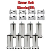 Mobilya Kanepe Baza Koltuk Destek Ayağı M8 Civata 15 cm Krom Metal Ayak + Bağlantı Aparatı (8'Li SET) - 2
