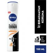 NIVEA Kadın Sprey Deodorant Black & White Invisible Güçlü Etki 48 Saat Anti-perspirant Koruma 150ml thumbnail 1