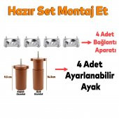 Mobilya Kanepe Baza Koltuk Destek Ayağı Ayarlı 9.5 cm Kahverengi Ayak+Bağlantı Aparatı  (4lü SET) - 2