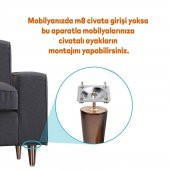 Mobilya Kanepe Baza Koltuk Destek Ayağı Ayarlı 9.5 cm Kahverengi Ayak+Bağlantı Aparatı  (4lü SET) - 4