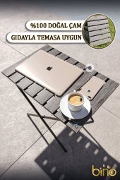 Bino Katlanır Mutfak Masası Yükseklik Ayarlı Ahşap Kamp Masası Piknik Masası Balkon Masası - 1