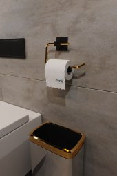 Bino Gold Paslanmaz Çelik Wc Kağıtlık, Tuvalet Kağıtlığı, Tuvalet Kağıdı Askısı,Yapışkanlı Tasarım - 1