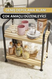 Bino Çok Amaçlı Düzenleyici Mutfak Rafı Ahşap Raf Organizer Mutfak Dolabı Tezgah Üstü Malzeme Dolabı - 3