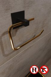 Bino Gold Paslanmaz Çelik Wc Kağıtlık, Tuvalet Kağıtlığı, Tuvalet Kağıdı Askısı,Yapışkanlı Tasarım - 4