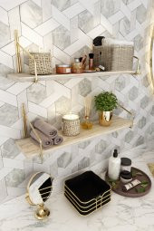Bino Banyo Rafı Gold Paslanmaz, Banyo Düzenleyici, Banyo Mutfak Organizeri, Organizer 2li Set - 2