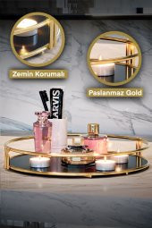 Bino Servis Sunum İkramlık Gold Büyük Lüks  Organizer Sofra Mutfak Düzenleyici Pasta Standı - 4