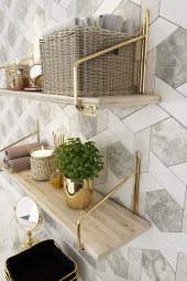 Bino Banyo Rafı Gold Paslanmaz, Banyo Düzenleyici, Banyo Mutfak Organizeri, Organizer 2li Set - 4