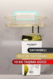 Bino Baharatlık Lüks Metal Gold Mutfak Rafı Banyo Rafı Yapışkanlı Kancalı Şık Tasarım Tuzluk Askılık - 3