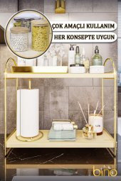 Bino Mutfak Rafı Masaüstü Düzenleyici Organizer  Mutfak Banyo Dolabı 2 Katlı Raf Oval Raf Kitaplık - 7