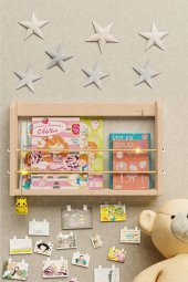 Bino Montessori Kitaplık Çalışma Odası Kitaplık Duvar Rafı Çocuk Odası Raf Oyuncak Rafı Bebek Odası - 1