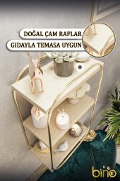 Bino Duvar Rafı Çok Amaçlı Düzenleyici Oval Raf Ahşap Banyo Mutfak Rafı Makyaj ve Takı Organizeri - 3
