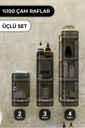 Bino Duvar Rafı 3 LÜ Mini SET Doğal Ahşap Yatak Odası Dekoratif Salon Oturma Çalışma Odası Rafı - 4