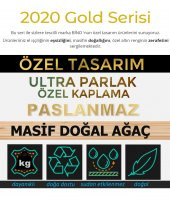 Bino 3lü Duvar Rafı MASİF ALTIN GOLD PASLANMAZ KAPLAMA  Demonte Dekoratif Mutfak Banyo Rafı Kitaplık - 4