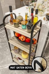 Bino Mutfak Banyo Dolabı Rafı Çok Amaçlı Organizer Raflar Ahşap Raflı Metal Ayakkabılık 4 Katlı - 4