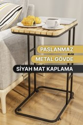 Bino Yan Sehpa Ahşap Masa Modern Masif Orta Sehpa Koltuk Sehpası Zigon Sehpa Kahve Koltuk Tepsisi - 4