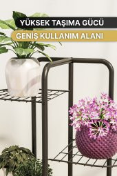 Bino Saksılık 4 KATLI Metal Çiçeklik Dekoratif Lüks Bahçe Mobilyası Saksı Standı Bahçe Balkon Rafı - 2